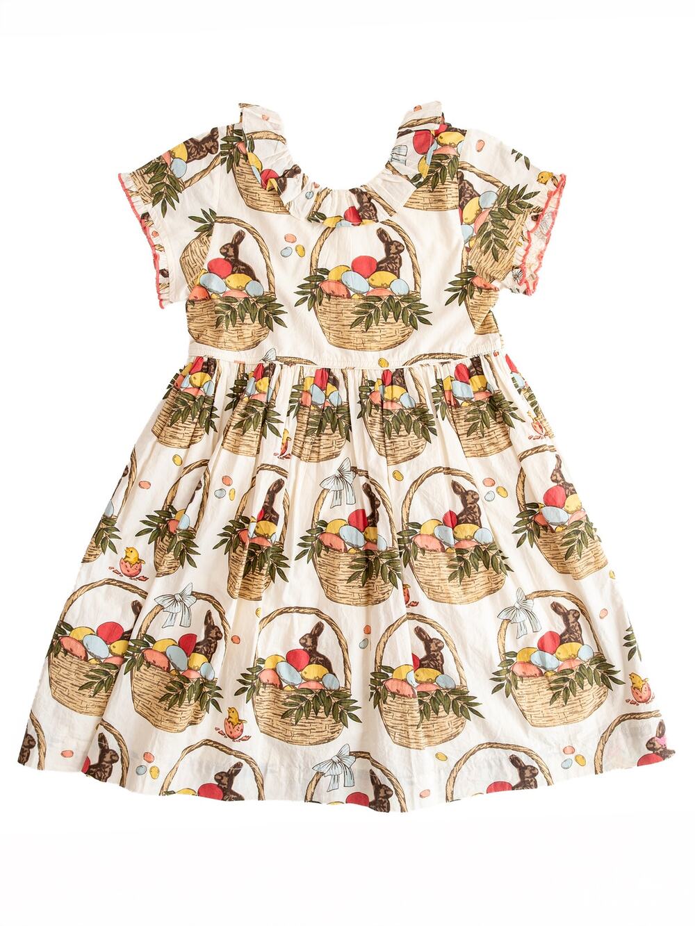 Pink Chicken Easter Bunny Basket Print Dress Size 7